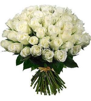 Букет 51 белая роза 51 роза, 50 см